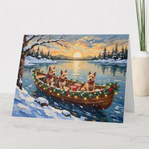 Wire Fox Terrier Christmas Boat Holiday Card