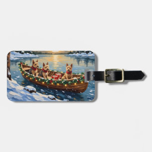 Wire Fox Terrier Christmas Boat Holiday Luggage Tag