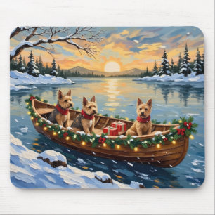 Wire Fox Terrier Christmas Boat Holiday Mouse Pad