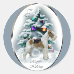 Wire Fox Terrier Christmas Gifts Classic Round Sticker