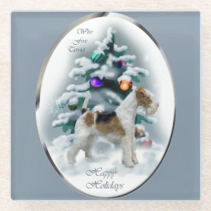 Wire Fox Terrier Christmas Gifts Glass Coaster