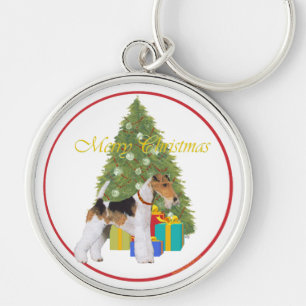 Wire Fox Terrier Christmas Keychain
