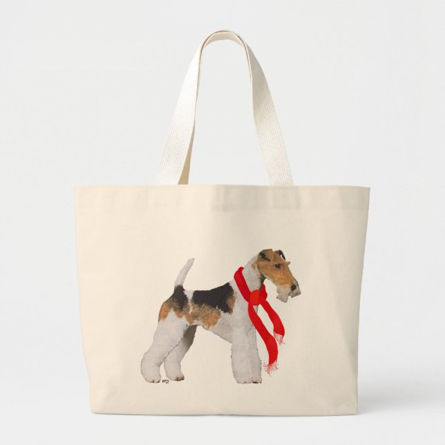 Wire Fox Terrier Christmas Large Tote Bag (Front)