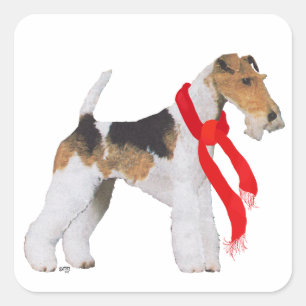 Wire Fox Terrier Christmas Square Sticker