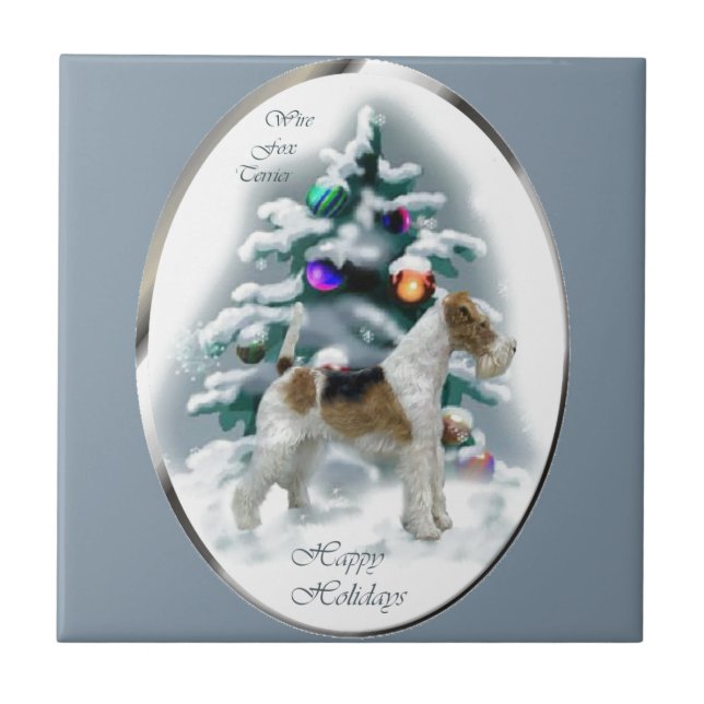 Wire Fox Terrier Christmas Tile (Front)