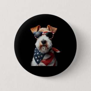 Wire Fox Terrier Dog 4th Of July American Independ 2 Inch Round Button