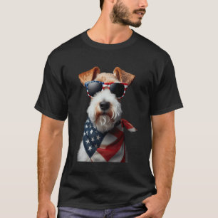 Wire Fox Terrier Dog 4th Of July American Independ T-Shirt