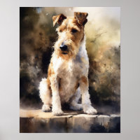 Wire Fox Terrier Dog Art Print Poster
