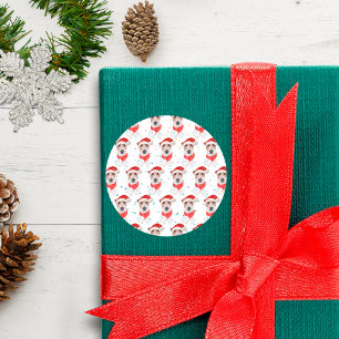 Wire Fox Terrier Dog Breed Christmas Stars Classic Round Sticker