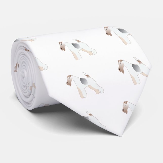 Wire Fox Terrier Dog Breed Illustration Silhouette Tie (Rolled)