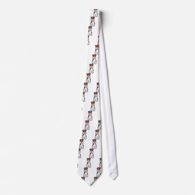 Wire Fox Terrier Dog Cartoon Tie (Front)