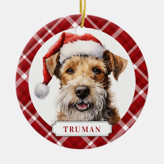 Wire Fox Terrier Dog Ceramic Circle Ornament (Front)