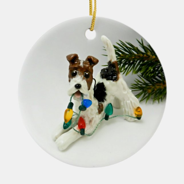 Wire Fox Terrier Dog Ceramic Ornament (Front)