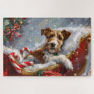 Wire Fox Terrier Dog Christmas Festive Jigsaw Puzzle
