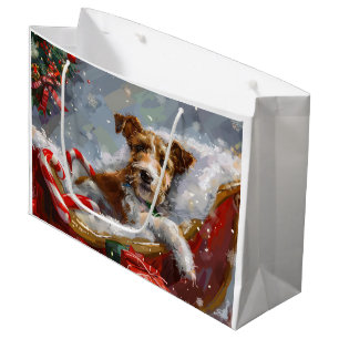 Wire Fox Terrier Dog Christmas Festive  Large Gift Bag
