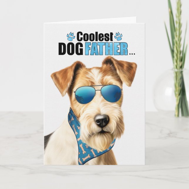 Wire Fox Terrier Dog Coolest Dad Father's Day Holiday Card (Front)
