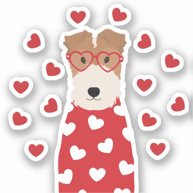 Wire Fox Terrier Dog Heart Glasses Pink (Front)