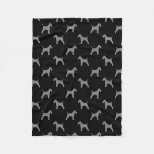 Wire Fox Terrier Dog Silhouettes Pattern Fleece Blanket