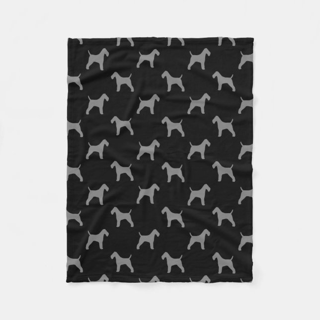 Wire Fox Terrier Dog Silhouettes Pattern Fleece Blanket (Front)
