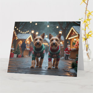 Wire Fox Terrier Dogs Christmas Snow Holiday Card