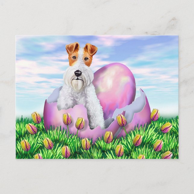 Wire Fox Terrier Easter Holiday Postcard (Front)
