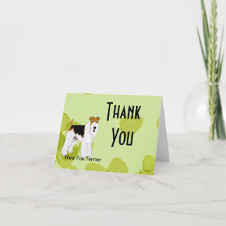 Wire Fox Terrier - Green Leaves Design Thank You Card