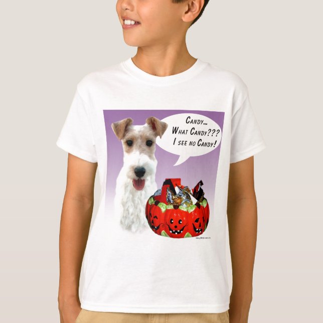 Wire Fox Terrier Halloween Candy T-Shirt (Front)