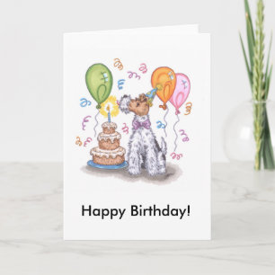 Wire fox terrier Happy Birthday Card w/ Envelope