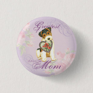 Wire Fox Terrier Heart Mom 1 Inch Round Button