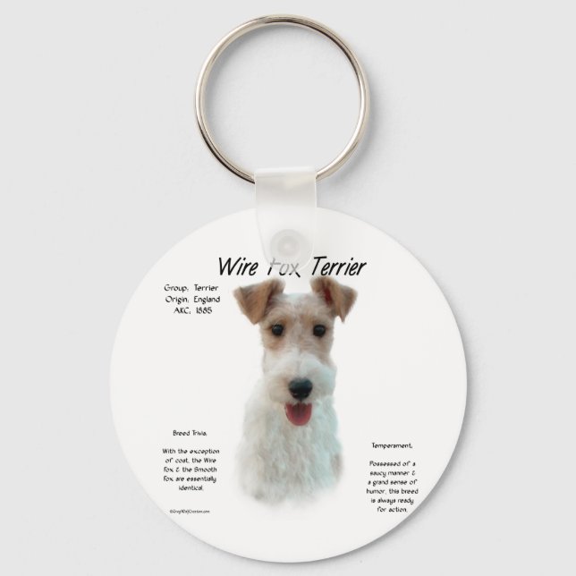 Wire Fox Terrier History Design Keychain (Front)
