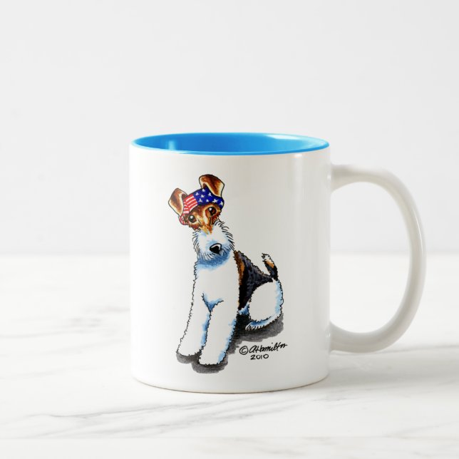 Wire Fox Terrier in America Two-Tone Coffee Mug (Right)