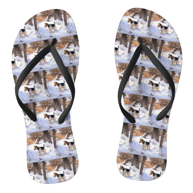 Wire Fox Terrier Let It Snow Christmas  Flip Flops (Footbed)