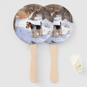 Wire Fox Terrier Let It Snow Christmas  Hand Fan