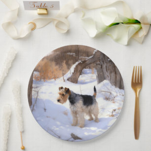 Wire Fox Terrier Let It Snow Christmas  Paper Plate