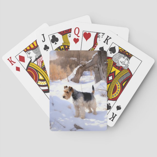Wire Fox Terrier Let It Snow Christmas  Playing Cards (Back)