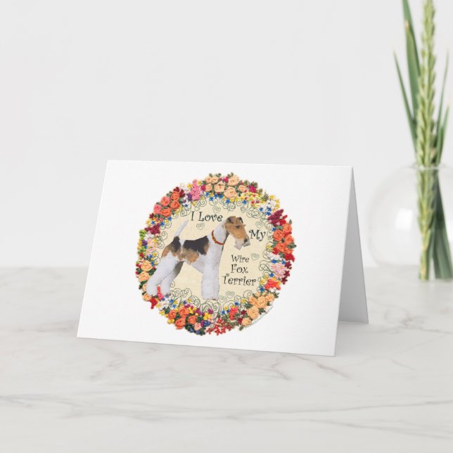 Wire Fox Terrier Love Holiday Card (Front)