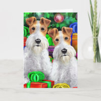 Wire Fox Terrier Open Gifts Christmas