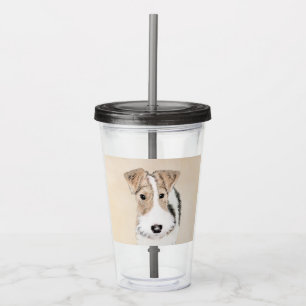 Wire Fox Terrier Painting - Cute Original Dog Art Acrylic Tumbler