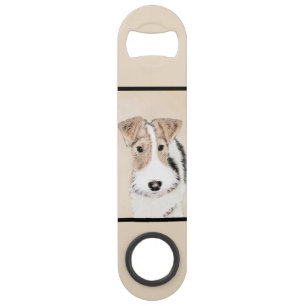 Wire Fox Terrier Painting - Cute Original Dog Art Bar Key