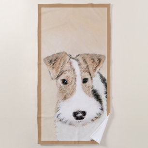 Wire Fox Terrier Painting - Cute Original Dog Art Beach Towel