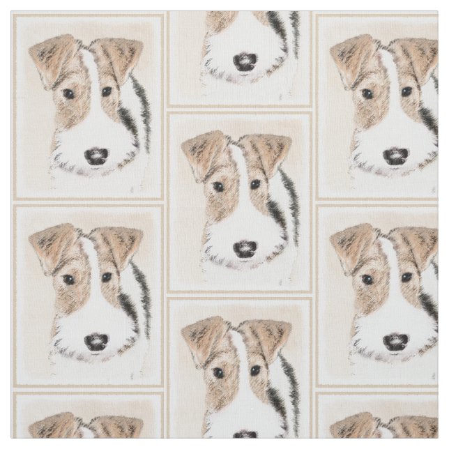 Wire Fox Terrier Painting - Cute Original Dog Art Fabric (Swatch)