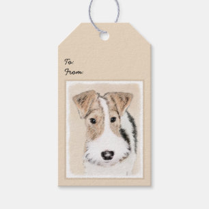 Wire Fox Terrier Painting - Cute Original Dog Art Gift Tags