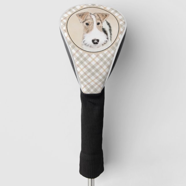 Wire Fox Terrier Painting - Cute Original Dog Art Golf Head Cover (Front)