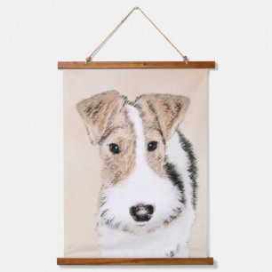 Wire Fox Terrier Painting - Cute Original Dog Art Hanging Tapestry