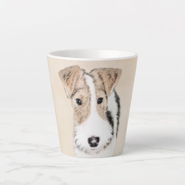 Wire Fox Terrier Painting - Cute Original Dog Art Latte Mug (Front)