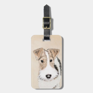 Wire Fox Terrier Painting - Cute Original Dog Art Luggage Tag