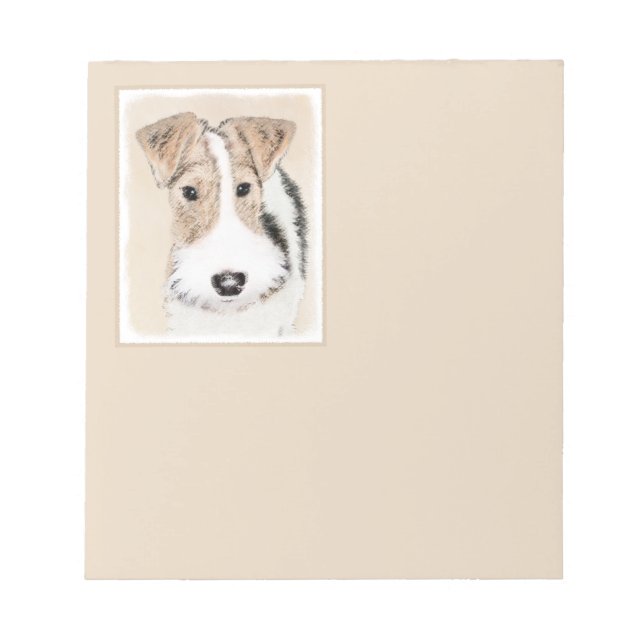Wire Fox Terrier Painting - Cute Original Dog Art Notepad (Front)