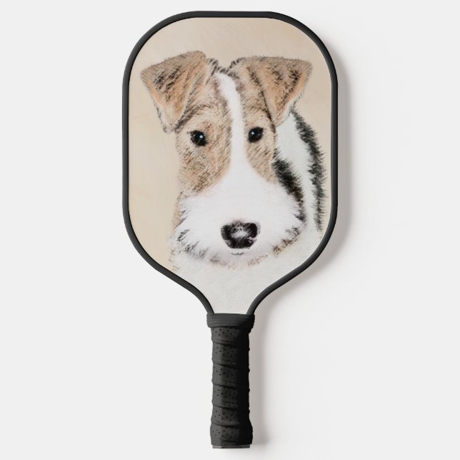 Wire Fox Terrier Painting - Cute Original Dog Art Pickleball Paddle (Front)