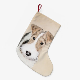 Wire Fox Terrier Painting - Cute Original Dog Art Small Christmas Stocking