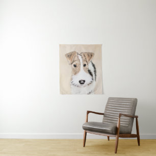 Wire Fox Terrier Painting - Cute Original Dog Art Tapestry